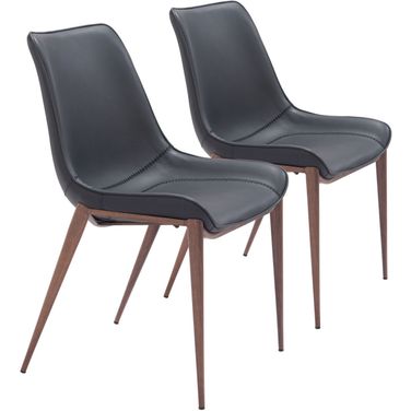 Magnus Dining Chair Set of 2 In Black and Walnut