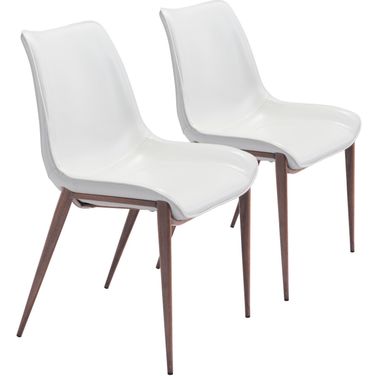 Magnus Dining Chair Set of 2 In White and Walnut