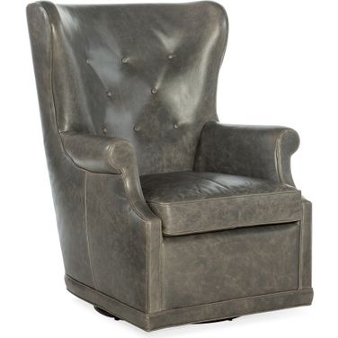 Mai Wing Swivel Club Chair In Gray