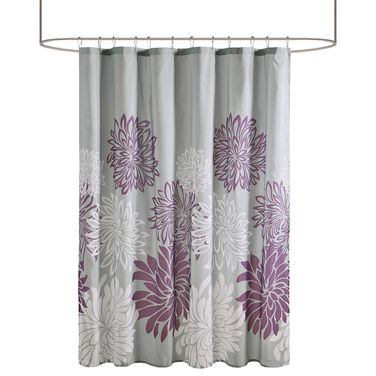 Maible Printed Floral Shower Curtain In Purple
