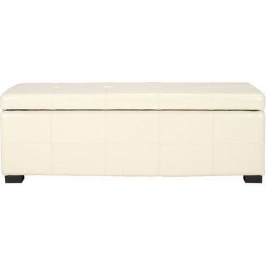 Maiden Flat Cream and Black 47 x 18 Inch Tufted Storage Bench