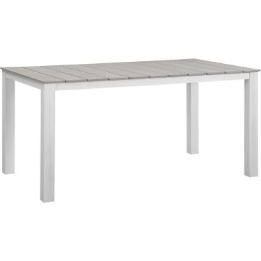 Maine White Light Gray 63 Inch Outdoor Patio Dining Table