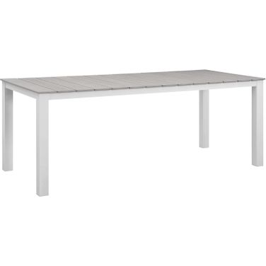 Maine White Light Gray 80 Inch Outdoor Patio Dining Table