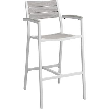Maine White Light Gray Outdoor Patio Bar Stool