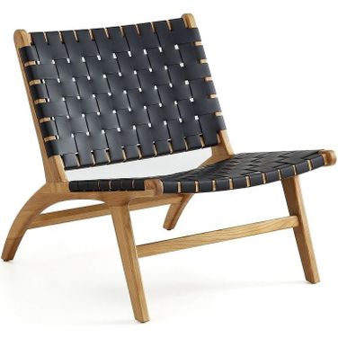 Maintenon Leatherette Accent Chair In Black With Nature Feet