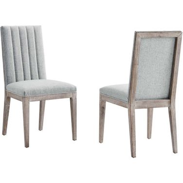 Maisonette French Vintage Tufted Fabric Dining Side Chairs Set of 2 In Light Gray
