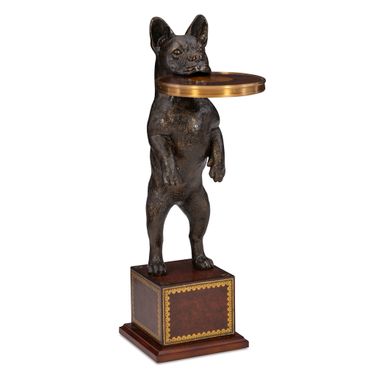 French Bulldog Accent Table In Brown