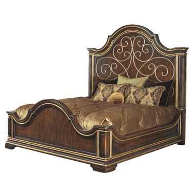 Majorca King Panel Bed In Havana/Aged Venetian Gold/Burnished Silver