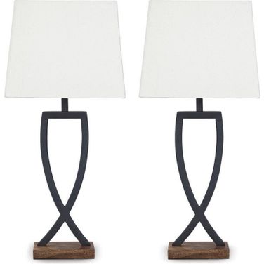 Makara Black and Brown Metal Table Lamp Set of 2