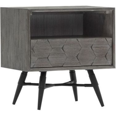 Makena 1 Drawer Night Stand In Gray Acacia Wood