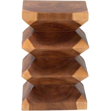 Malati Solid Suar Wood Side Table In Natural Brown