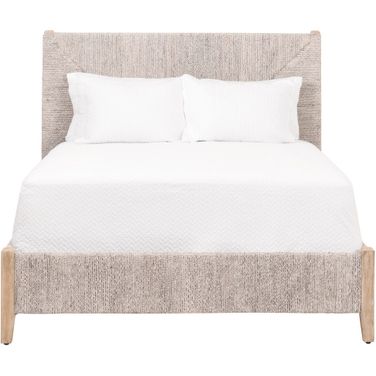 Woven Malay Standard King Bed In White Wash and Natural Gray