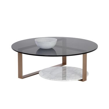 Maldini Coffee Table In Grey and Antique Brass