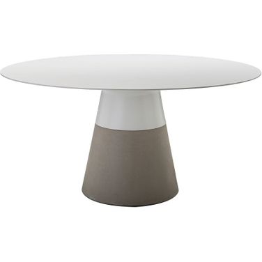 Maldives 63In White Solid Surface Concrete Base Dining Table