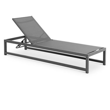 Maldives Mesh Water Resistant Fabric Outdoor Patio Adjustable Sun Chaise Lounge Chair In Grey