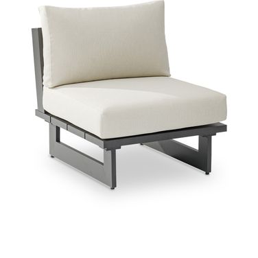Maldives Water Resistant Fabric Outdoor Patio Armless Chair In Cream and Grey