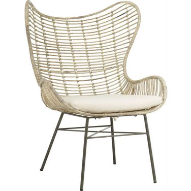 Malia White Wash Rattan Wingback Armchair
