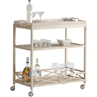 Malibu Anacapa Metal Bar Cart In Dune