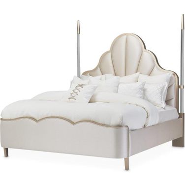 Malibu Crest California King Scalloped Poster Bed In Chardonnay