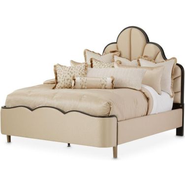 Malibu Crest Eastern King Scalloped Panel Bed In Dark Espresso