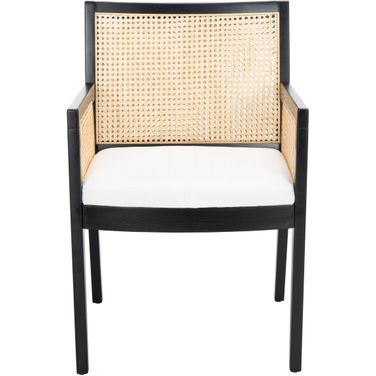 Malik Rattan Dining Chair In Black And Natural
