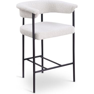 Malin Boucle Fabric Counter Stool Set of 2 In Cream