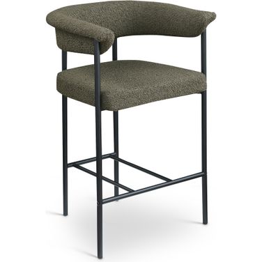 Malin Boucle Fabric Counter Stool Set of 2 In Olive
