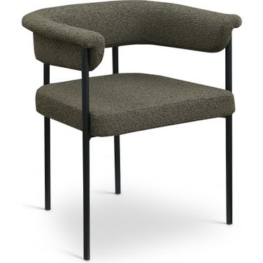Malin Boucle Fabric Dining Chair Set of 2 In Olive