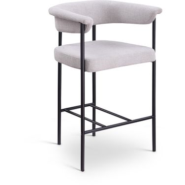 Malin Textured Fabric Counter Stool Set of 2 In Grey Linen