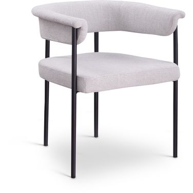 Malin Textured Fabric Dining Chair Set of 2 In Grey Linen