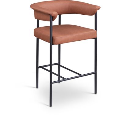 Malin Vegan Leather Counter Stool Set of 2 In Cognac