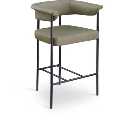 Malin Vegan Leather Counter Stool Set of 2 In Olive