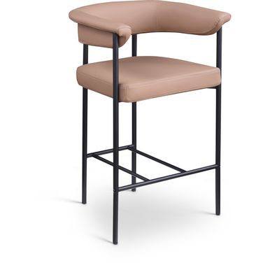 Malin Vegan Leather Counter Stool Set of 2 In Tan