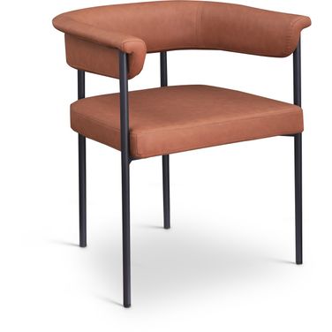 Malin Vegan Leather Dining Chair Set of 2 In Cognac