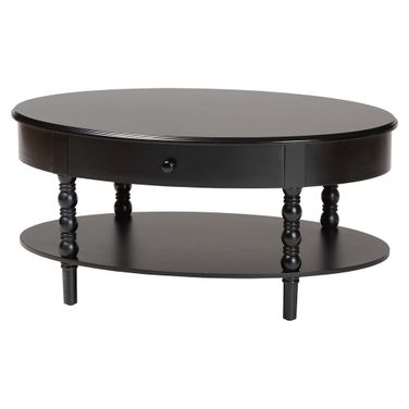 Malinda Wood 1-Drawer Coffee Table with Spindle Legs In Black