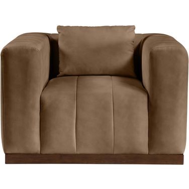 Mallina Vegan Leather Chair In Brown and Walnut
