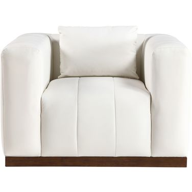 Mallina Vegan Leather Chair In Cream and Dark Brown Walnut