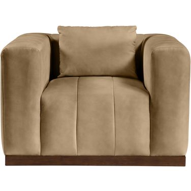 Mallina Vegan Leather Chair In Tan and Dark Brown Walnut