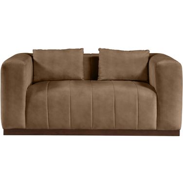 Mallina Vegan Leather Loveseat In Brown and Walnut
