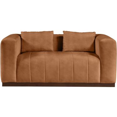 Mallina Vegan Leather Loveseat In Walnut and Dark Brown