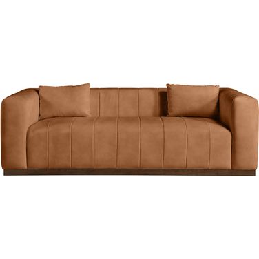 Mallina Vegan Leather Sofa In Walnut and Dark Brown