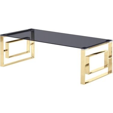 Mallory Stainless Steel And Smoked Glass Coffee Table In Gold