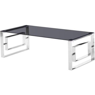 Mallory Stainless Steel And Smoked Glass Coffee Table In Silver