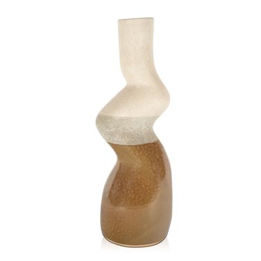 Malone Ceramic Floor Vase Small In White and Brown