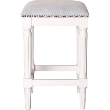 Manchester 27 Inch Square Faux Leather Counter Stool In White and Gray