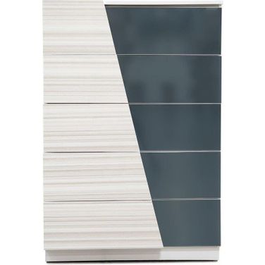 Manchester 5 Drawer Poplar Wood Bedroom Chest In Zebra And White