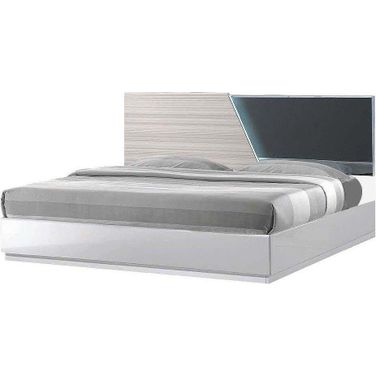 Manchester Poplar Wood Queen Platform Bed In Zebra And Gray