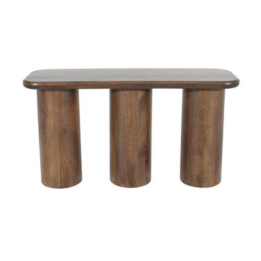 Mandara 54 Inch Solid Wood Pillar Sofa Console Table In Dark Brown