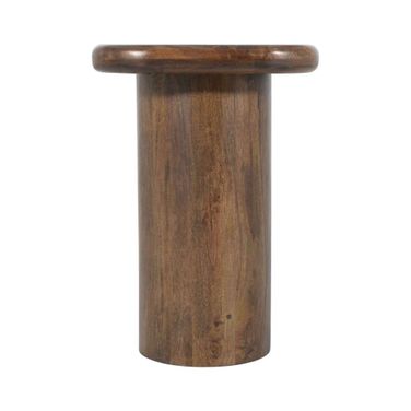 Mandara Solid Wood Pillar Chairside Pedestal Square End Table In Dark Brown