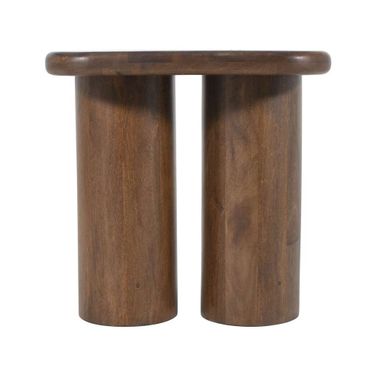 Mandara Solid Wood Pillar Double Pedestal End Table In Dark Brown